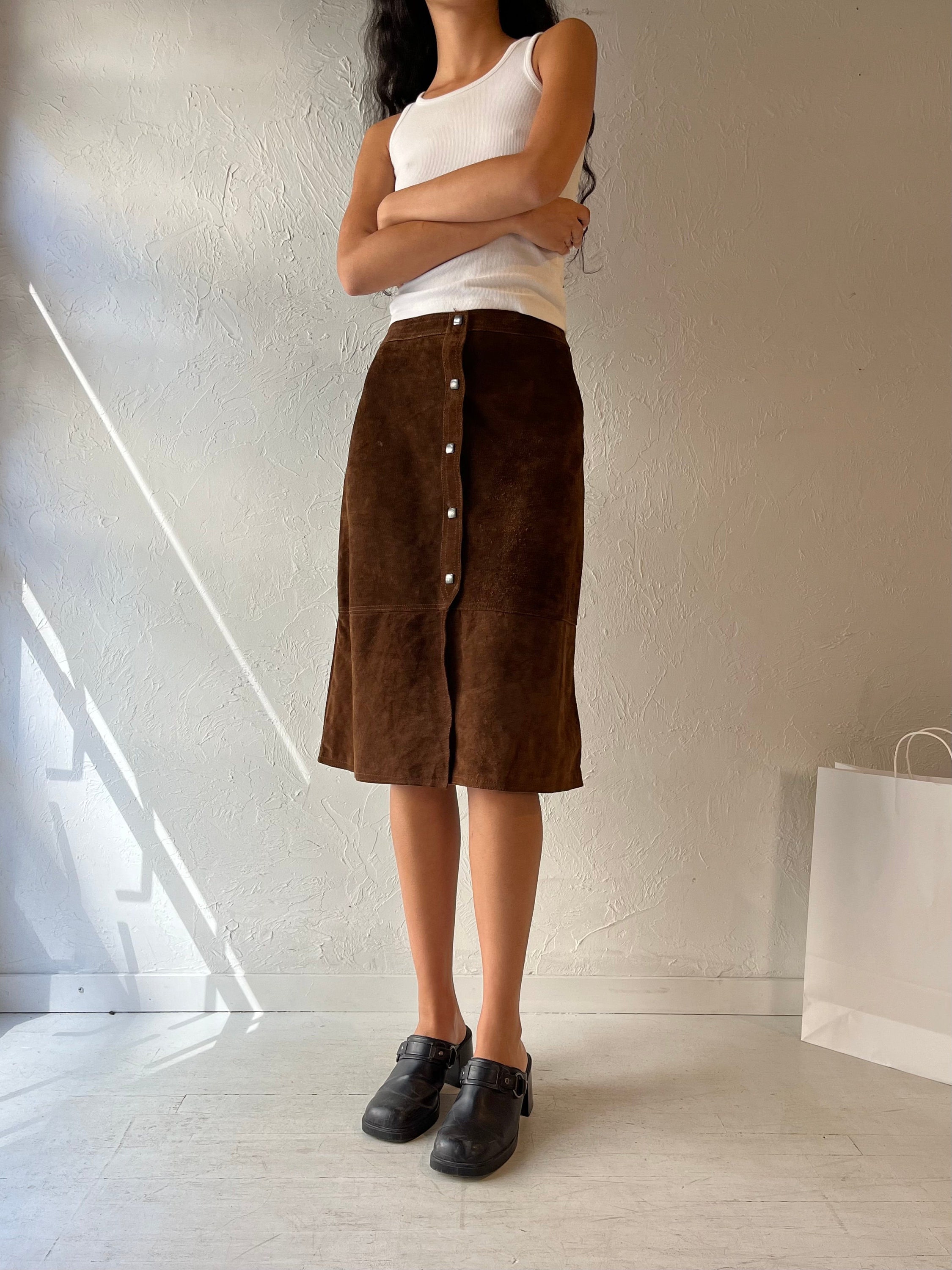 Brown suede skirt uk sales