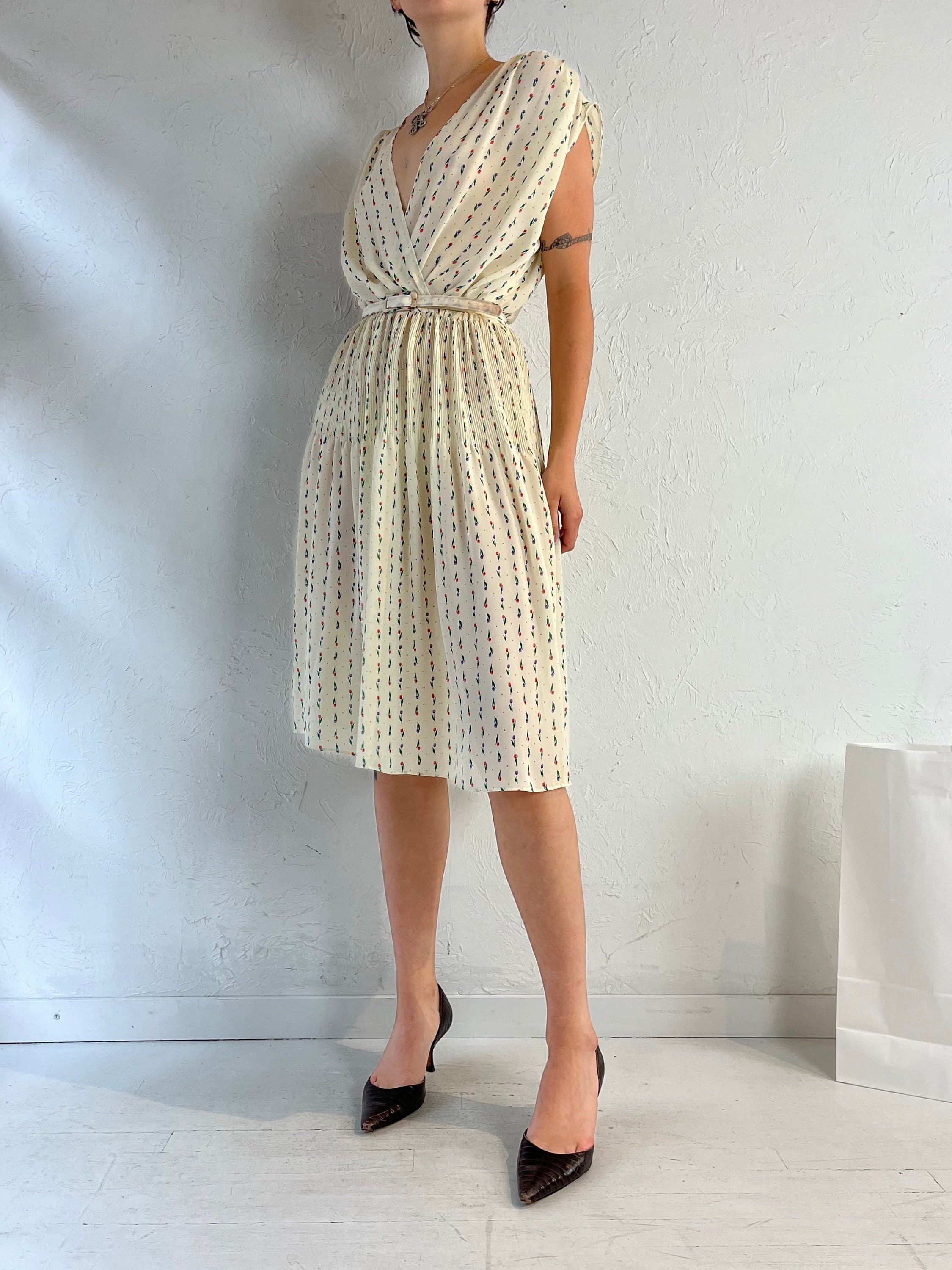 80年代「オリテ」クリームチューリップドレス / S - Etsy 日本