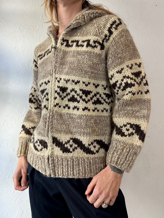 Vintage Hand Knit Hooded Sweater / Small - image 3