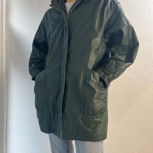 Y2K 'Jaqueline Ferrar' Green Leather Jacket / Small