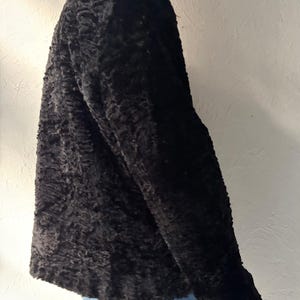 90s 'Le Chateau' Black Faux Fur Jacket / Large