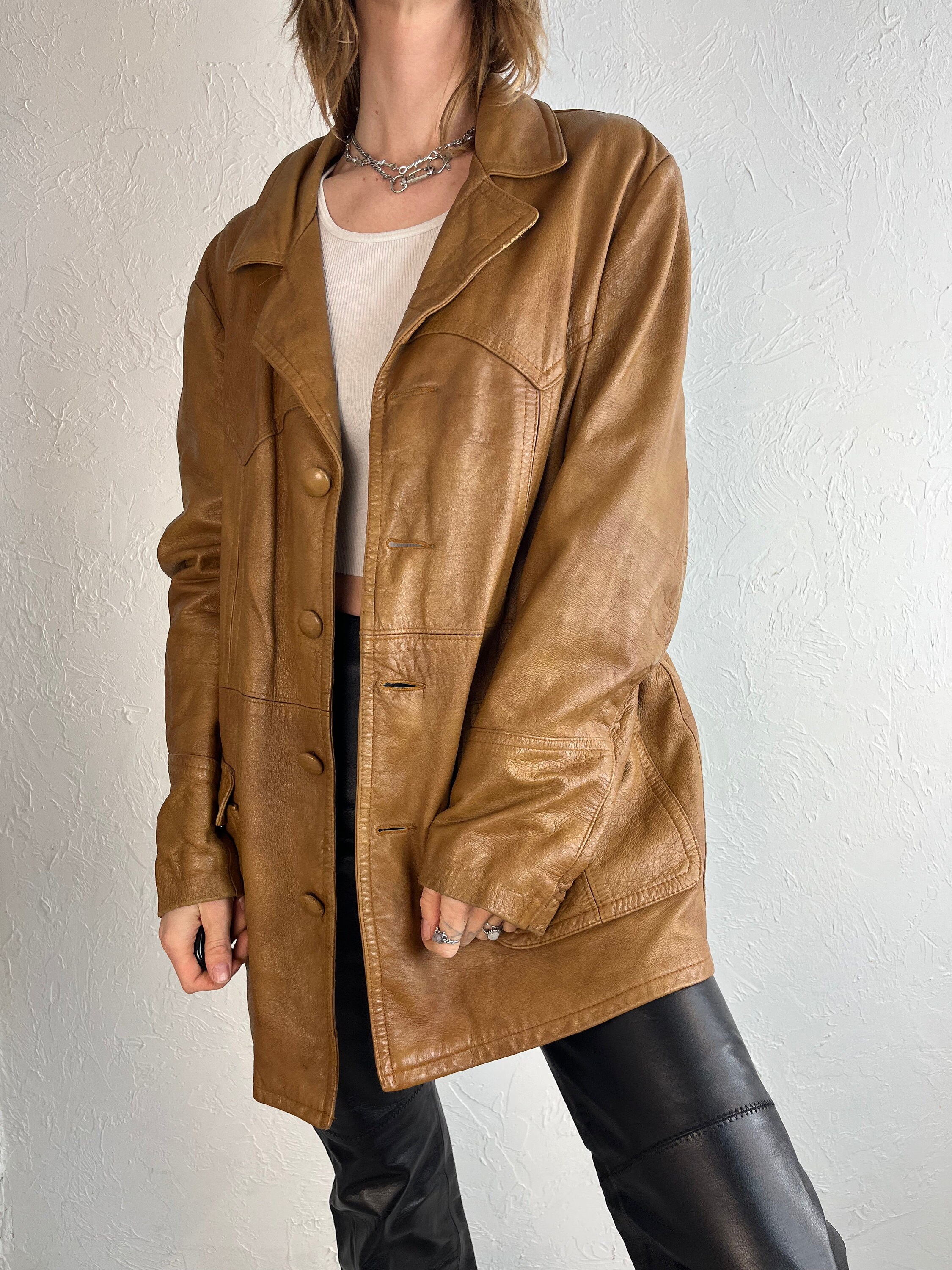 80s 'symax' Brown Leather Jacket / Medium - Etsy Canada