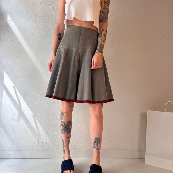 80s 'Bagatelle' Gray Suede Skirt / XS