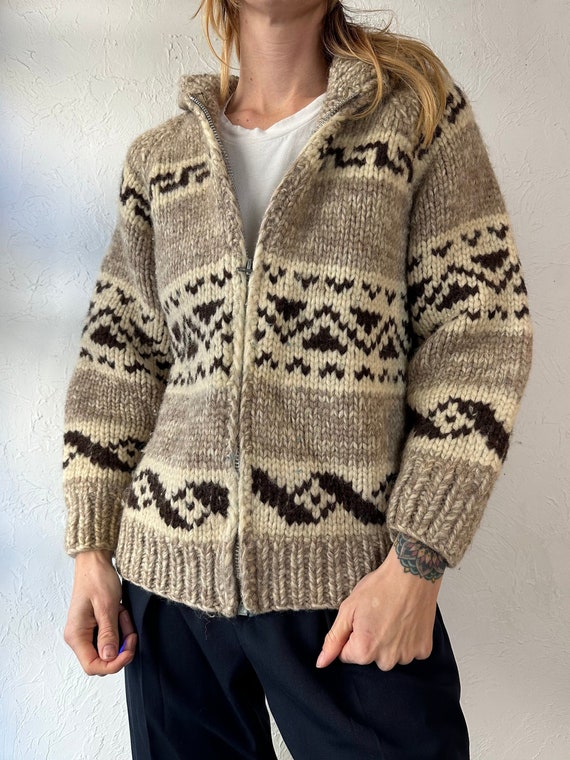 Vintage Hand Knit Hooded Sweater / Small - image 1