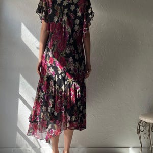 Y2k 'Adrianna Papell' Floral Silk Romanic Summer Maxi Dress / XL