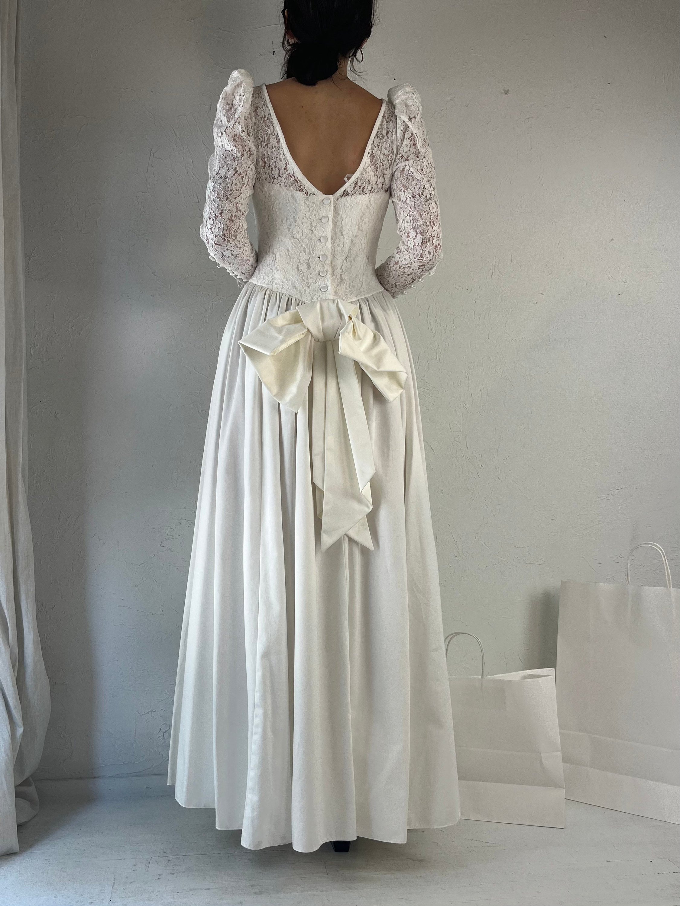 90s 'laura Ashley' White Cotton Wedding Dress / Medium - Etsy