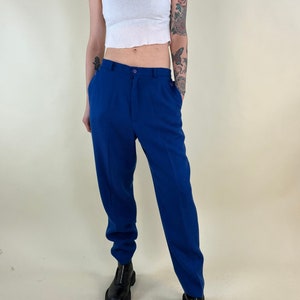 90s Blue Wool Blend Trousers / 28&quot; Medium