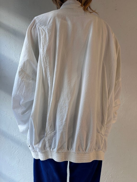 90s 'Ezze Wear' White Cotton Jacket / XL - image 5