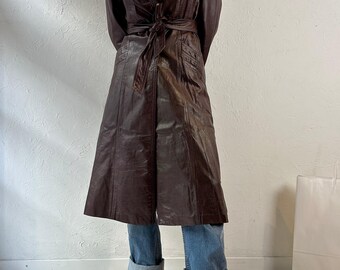 70s 'wilsons' Burgundy Leather Trench Coat / Small - Etsy