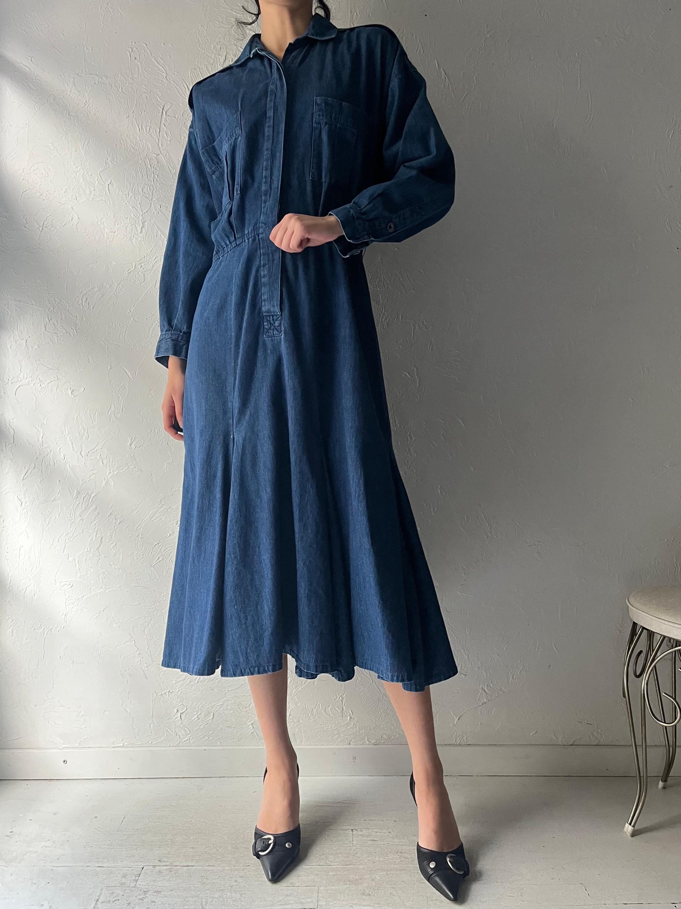 90s 'liz Claiborne' Denim Dress / Large - Etsy Israel