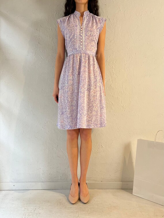 sears purple dresses 70s 'sears' Purple Floral Midi Dress / Union Made / Medium