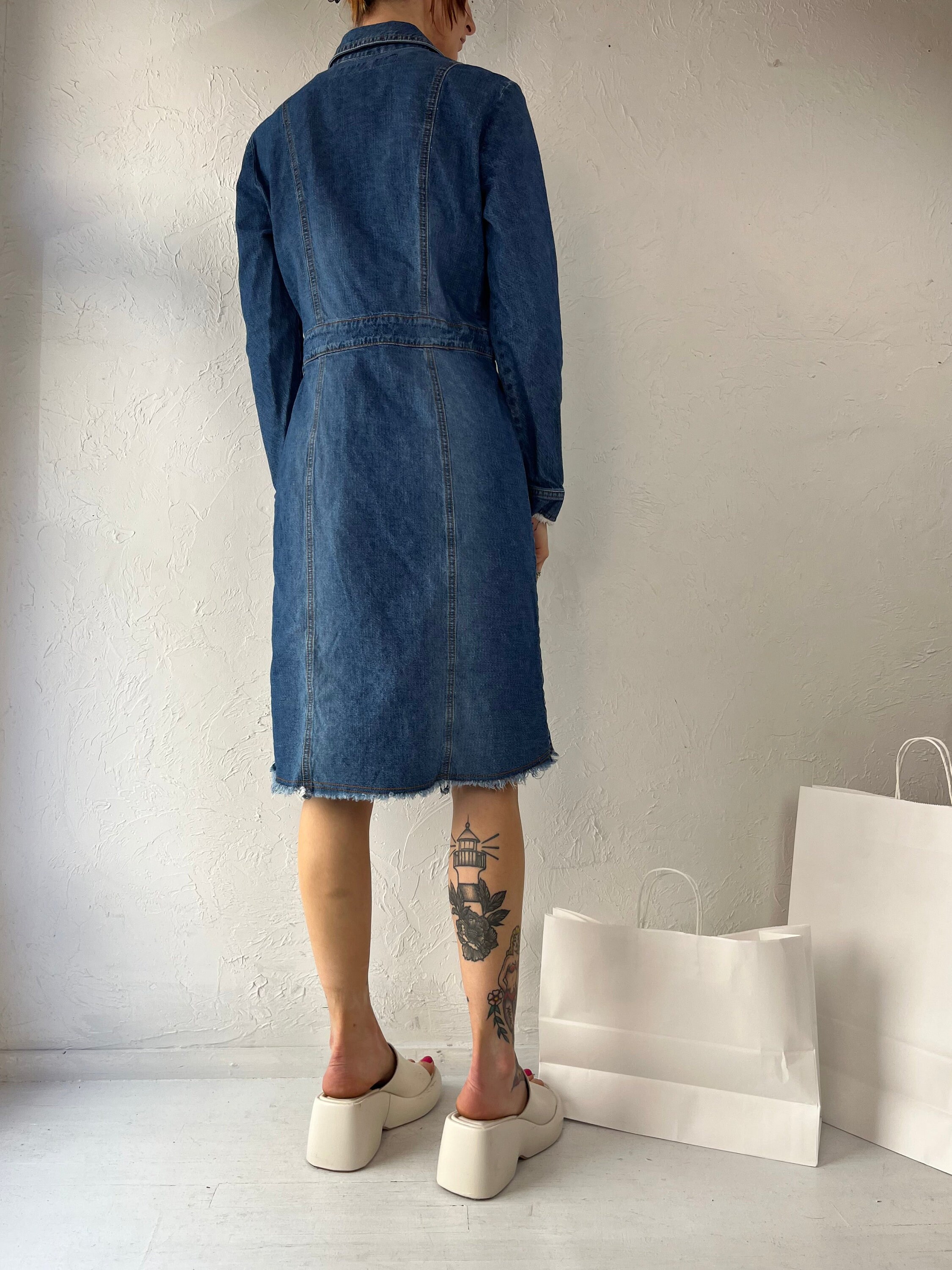 Y2k 'Paris Blues' Denim Button Up Dress / Medium Y2k 'Paris Blues' Denim Button Up Dress / Medium