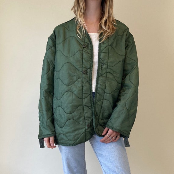 80s Nylon Army Jacket liner // Medium
