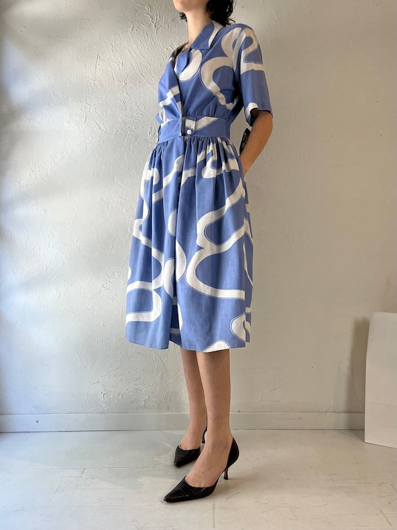 70s 'Miss Oops California' Blue Midi Dress / Medi… - image 2