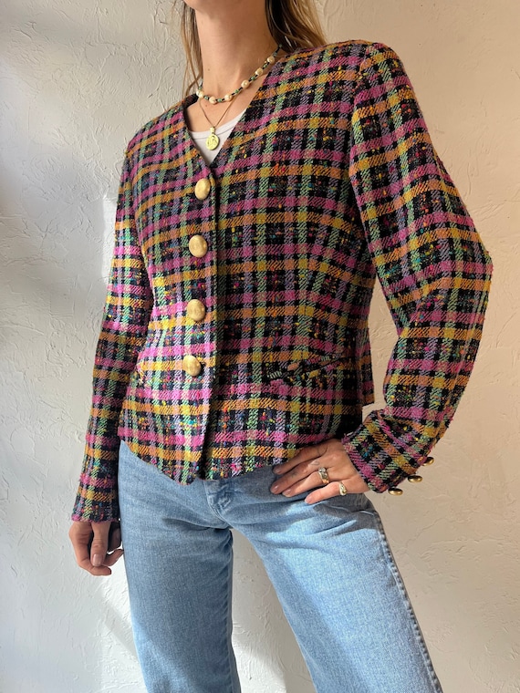 90s 'Studio J' Rainbow Tweed Jacket / Medium