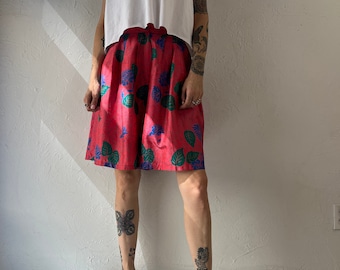 90s High Waisted Floral Dress Shorts / Small