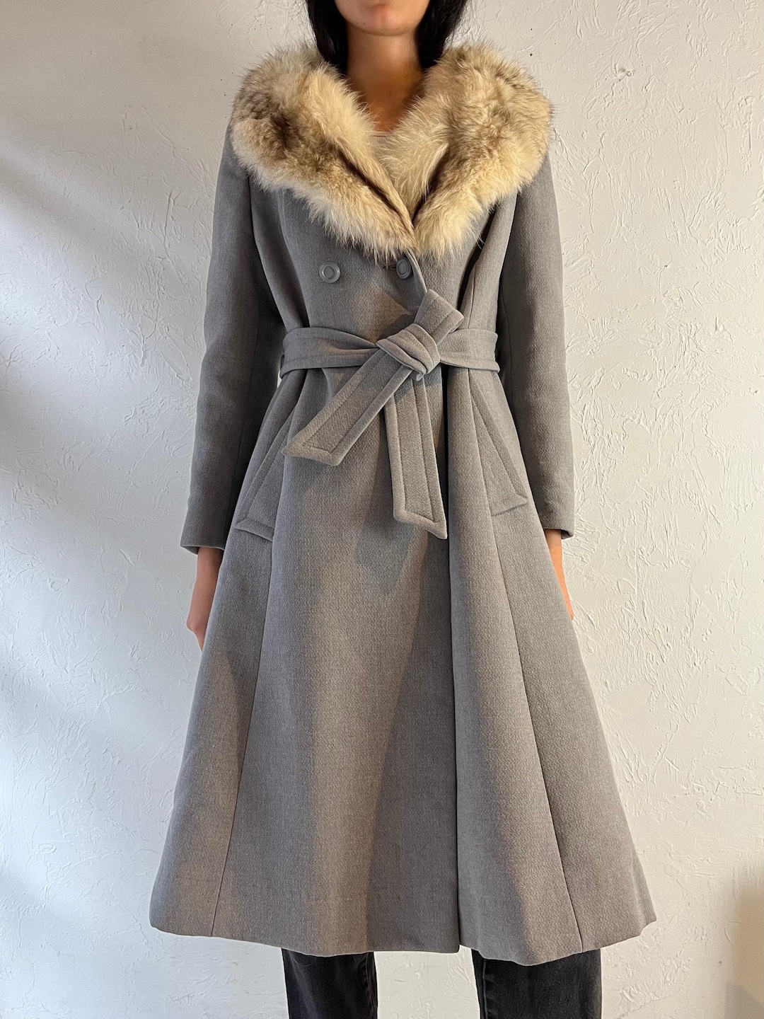 70s Gray Knit Penny Lane Coat Small New Zealand