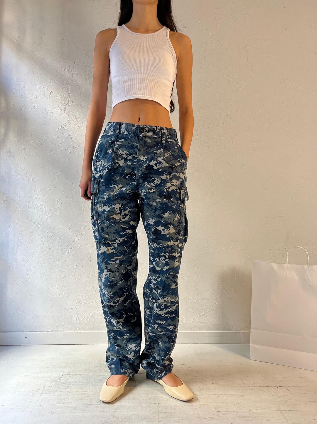 Camouflage Pantaloni Cargo Mimetici Blu Pantaloni Tattici