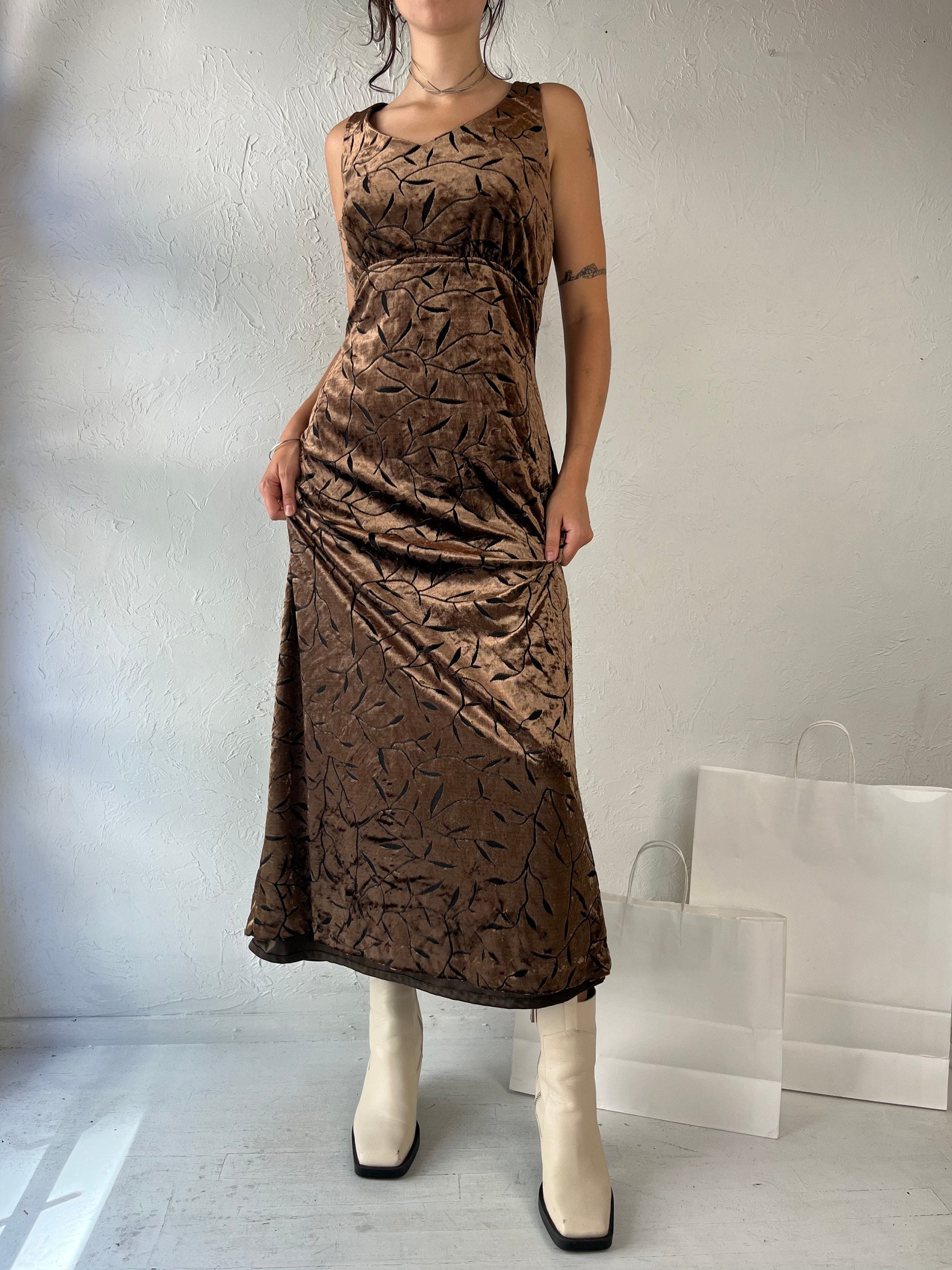 brown velvet dress outfit