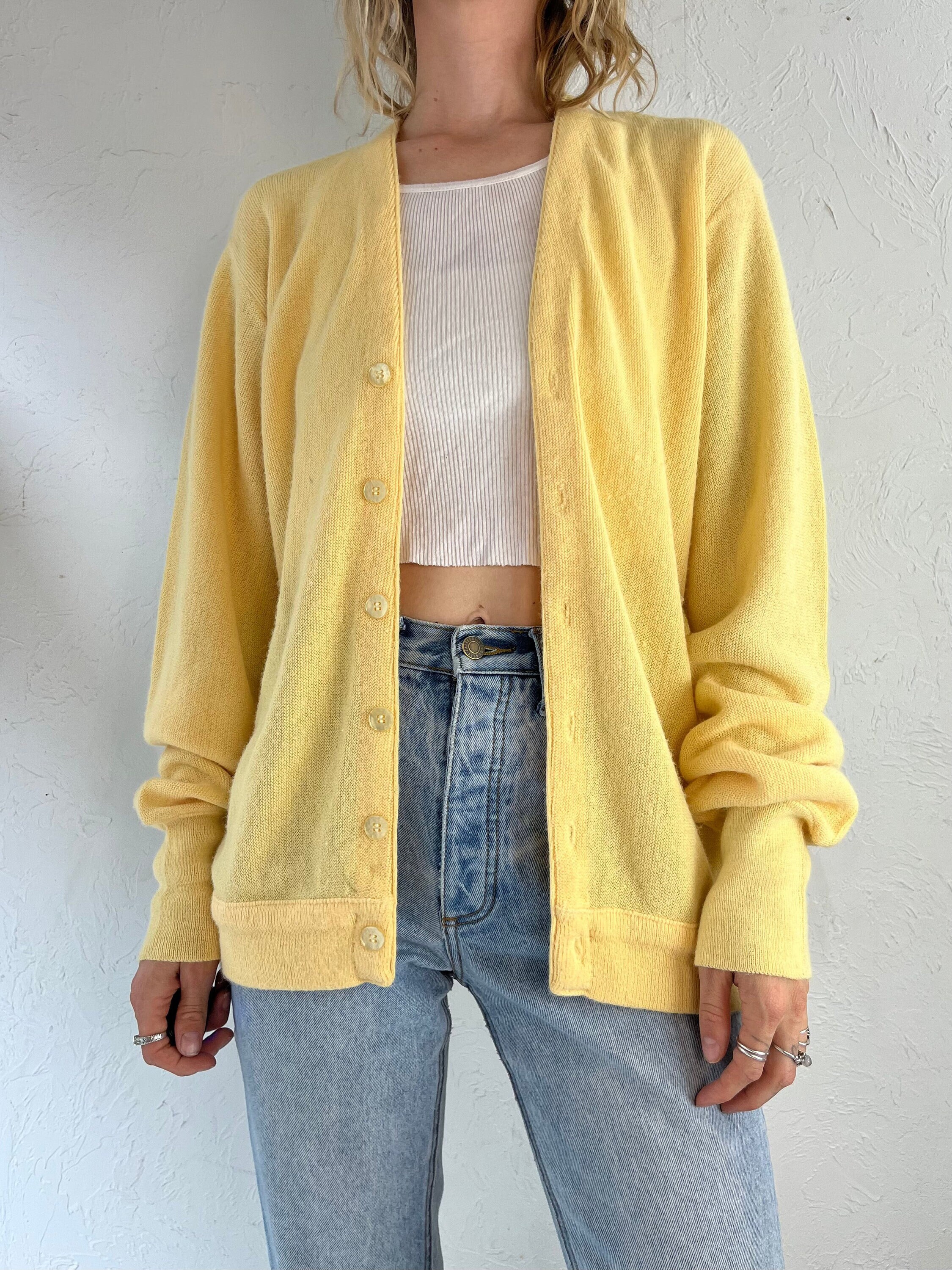 Yellow Knit Cardigan - Etsy