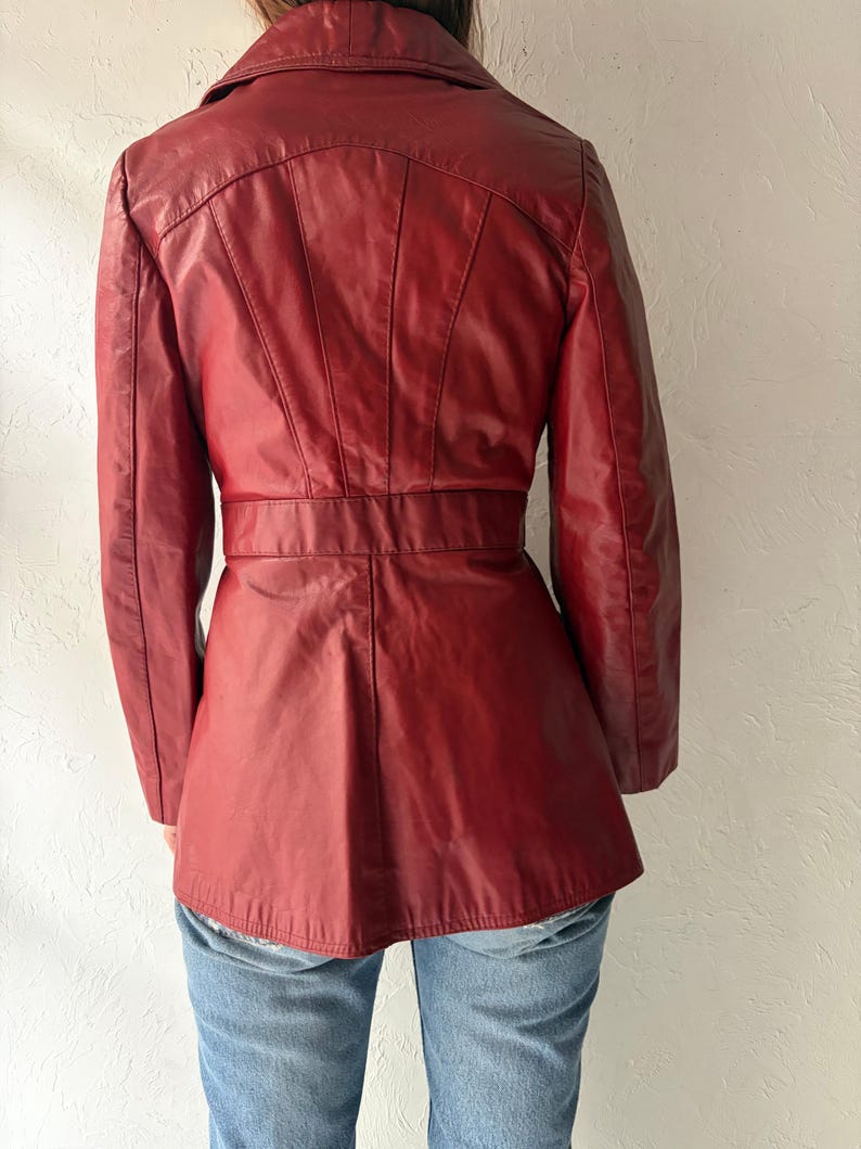 70s 'Sears' Burgundy Leather Jacket / Small