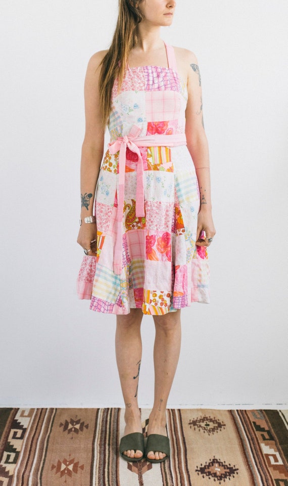 Vintage 1970s quilted wrap dress - 70s hand-made d