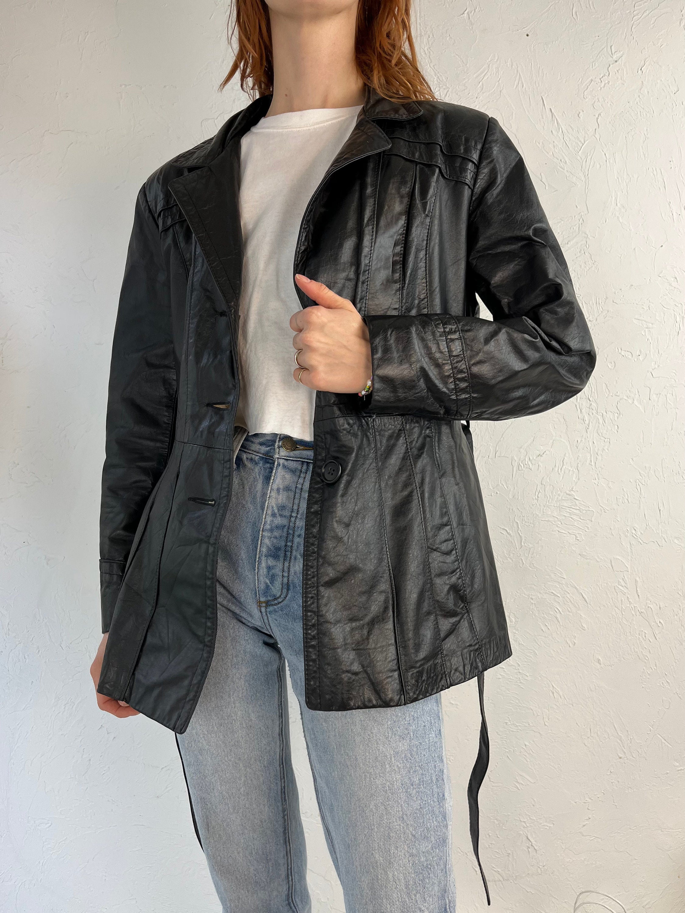 短丈◎ 80s~ UNKNOWN Zip Up Leather Jacket 6e1a6c8f-6e18-5933-a604-
