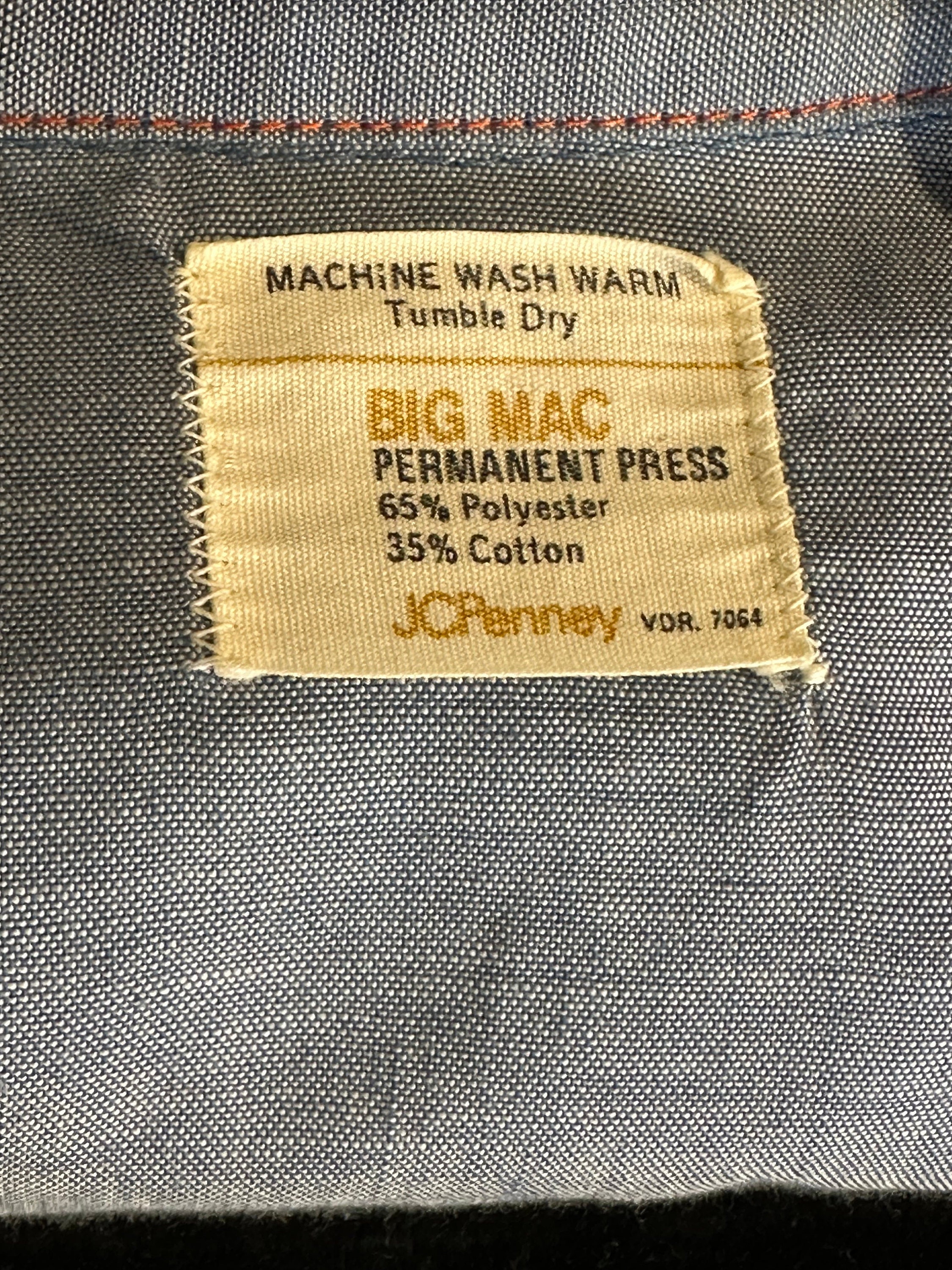 70s 'big Mac' Blue Embroidered Pearl Snap Shirt / XL - Etsy