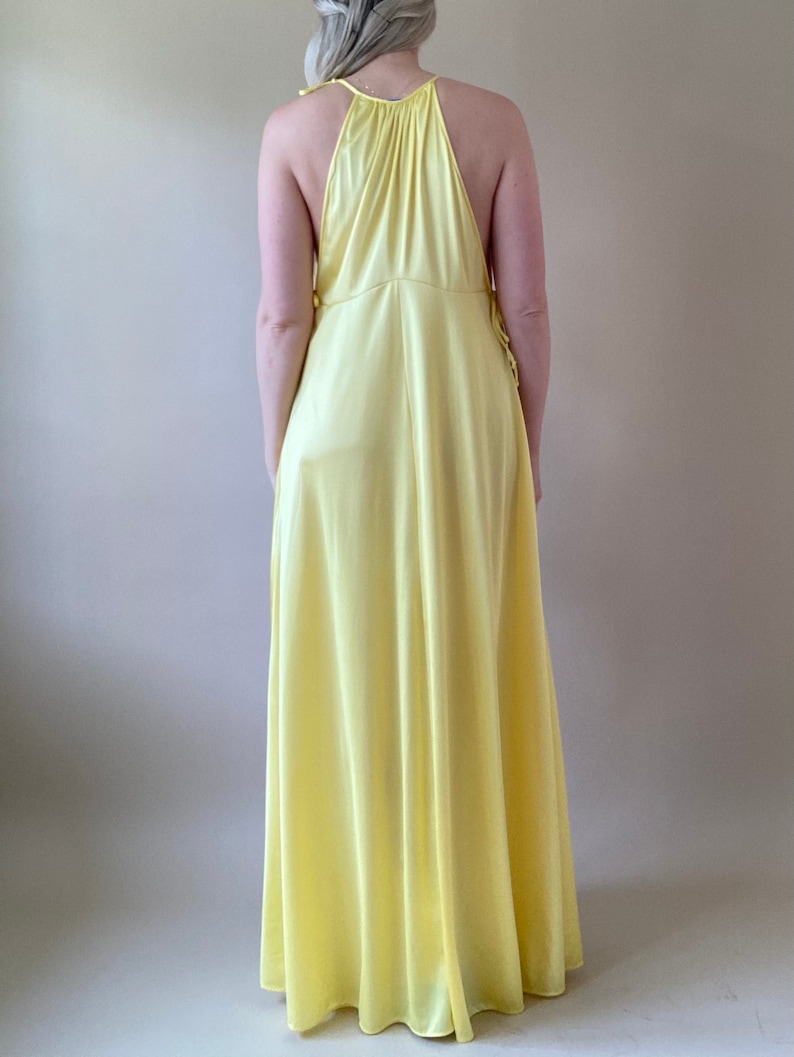 70s Yellow Nylon Night Dress Evening Dress Small Large