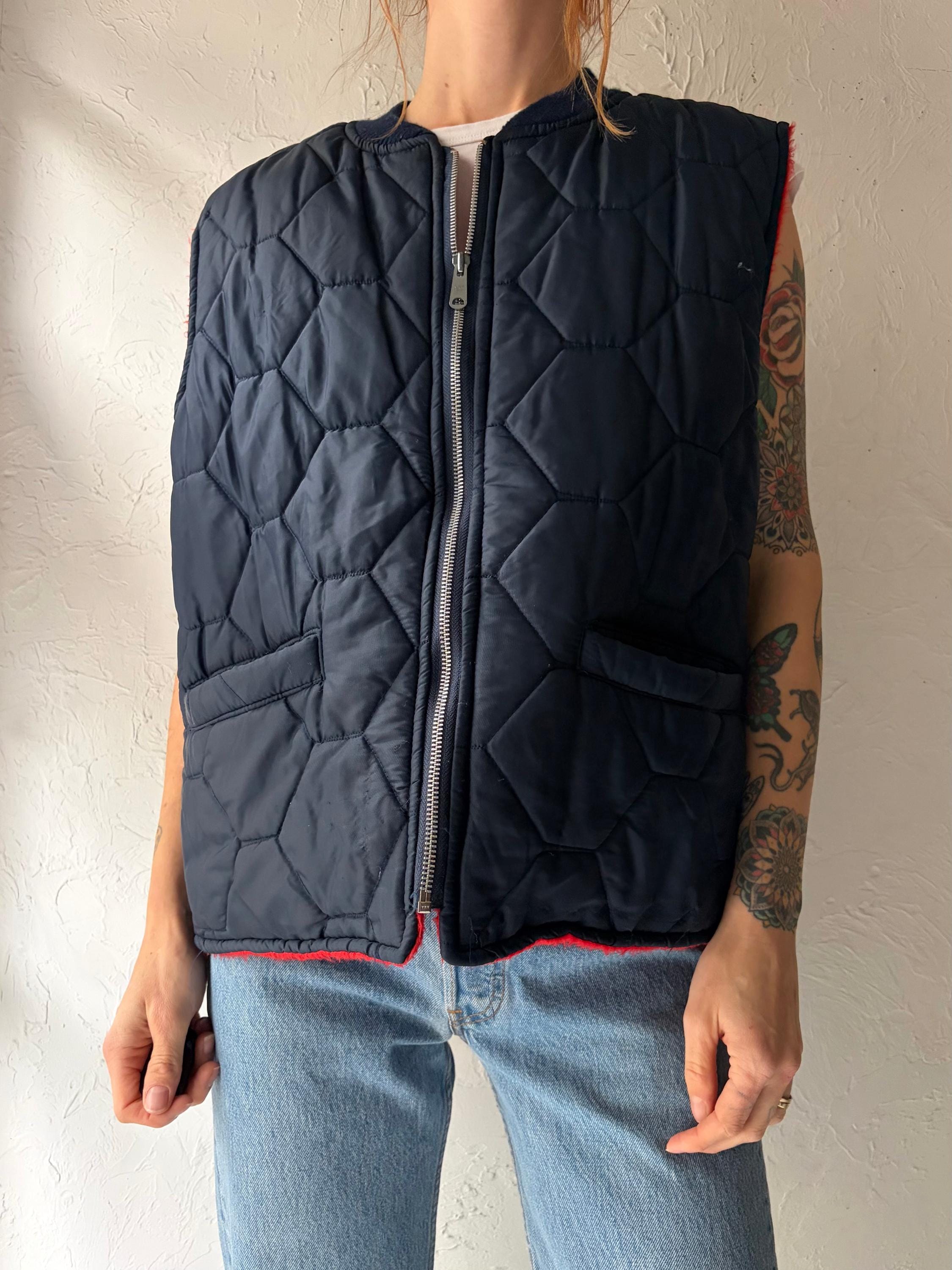 70s 'artic King' Navy Blue Quilted Vest / XL - Etsy Canada