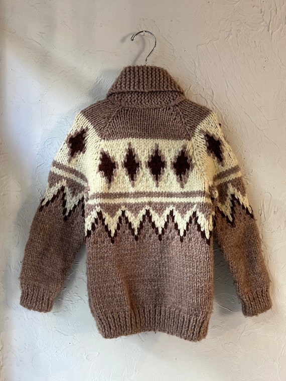 Vintage Kids Hand Knit Zip Up Wool Sweater / 10 - image 3