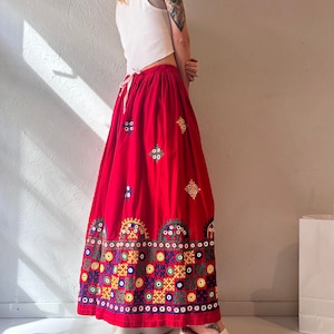 Vintage Red Maxi Skirt / Small - Medium