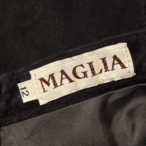 80s 'Maglia' Black Suede Leather Midi Skirt / Medium