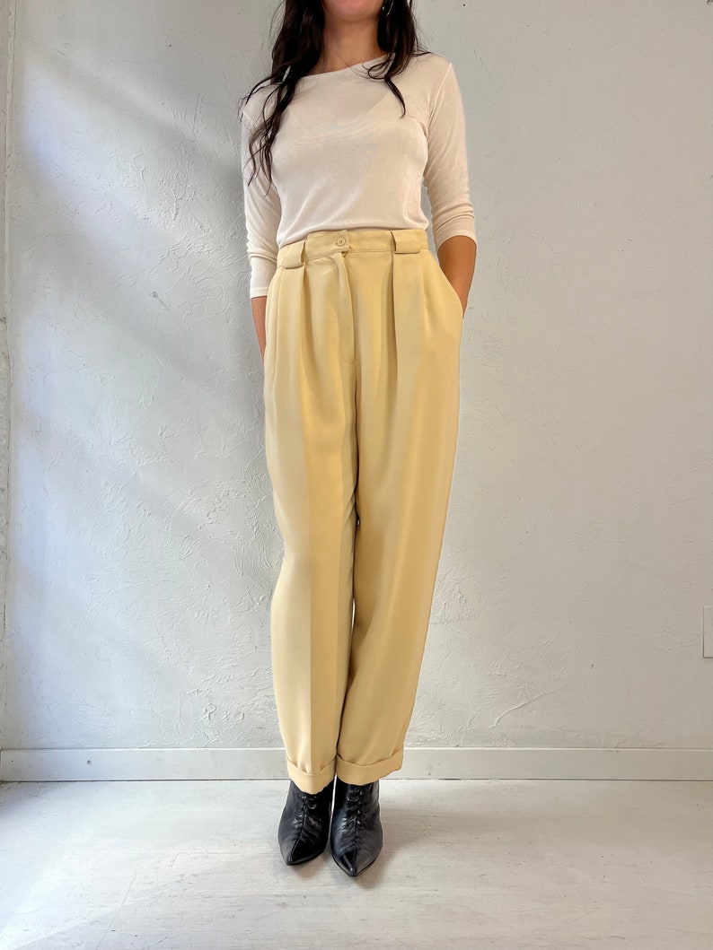 90s 'Jones New York' Pale Yellow Trousers / Small - Medium