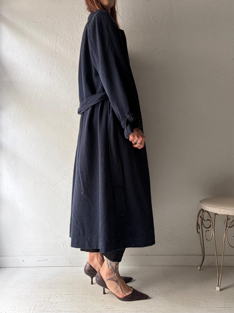 Vintage 'Pendleton' Navy Blue Wool Trench Coat / Medium