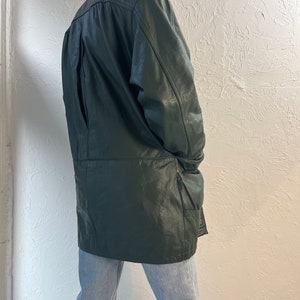 Y2K 'Jaqueline Ferrar' Green Leather Jacket / Small