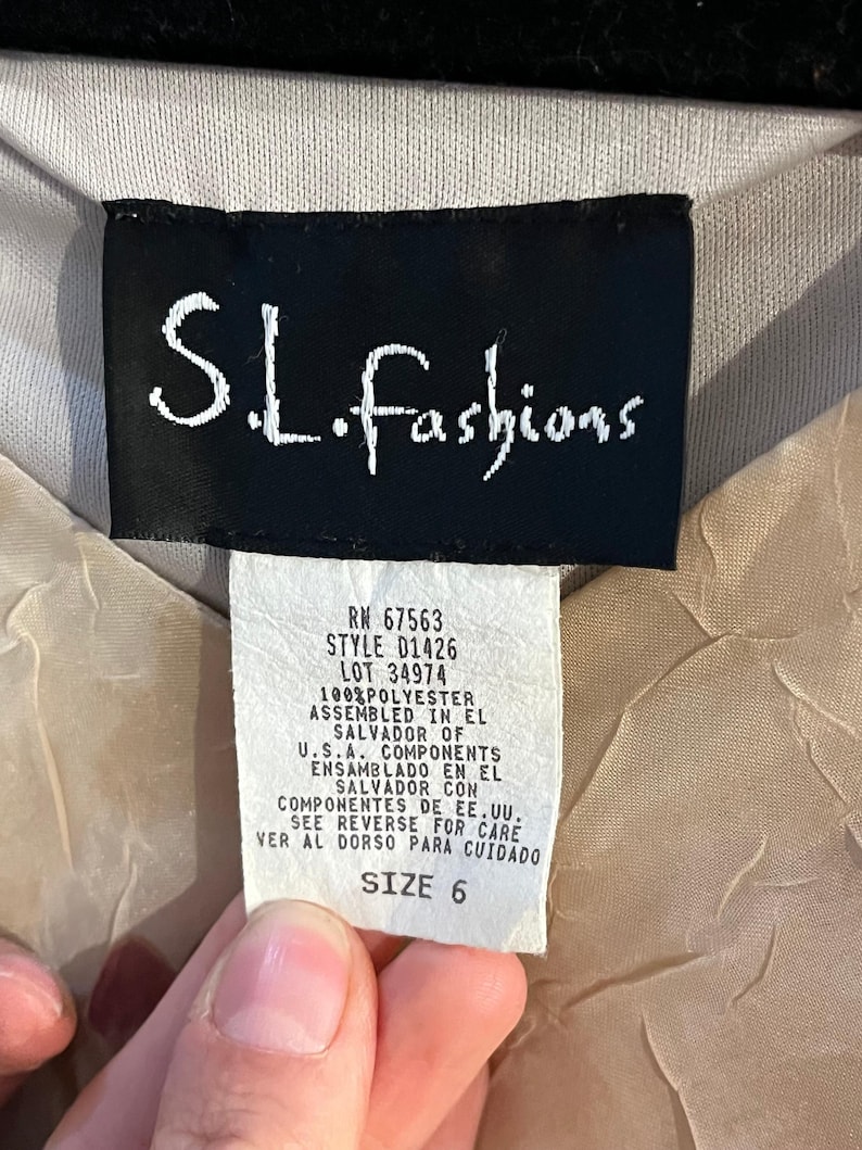 90s ‘SL Fashions’ Crinkle Polyester Mini Dress / Small