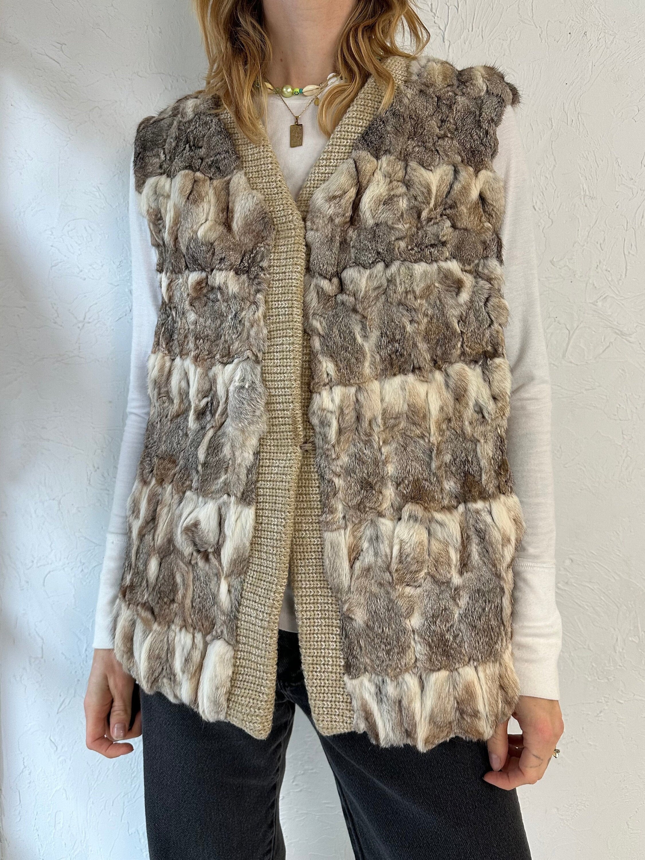 Rabbit fur vests best sale