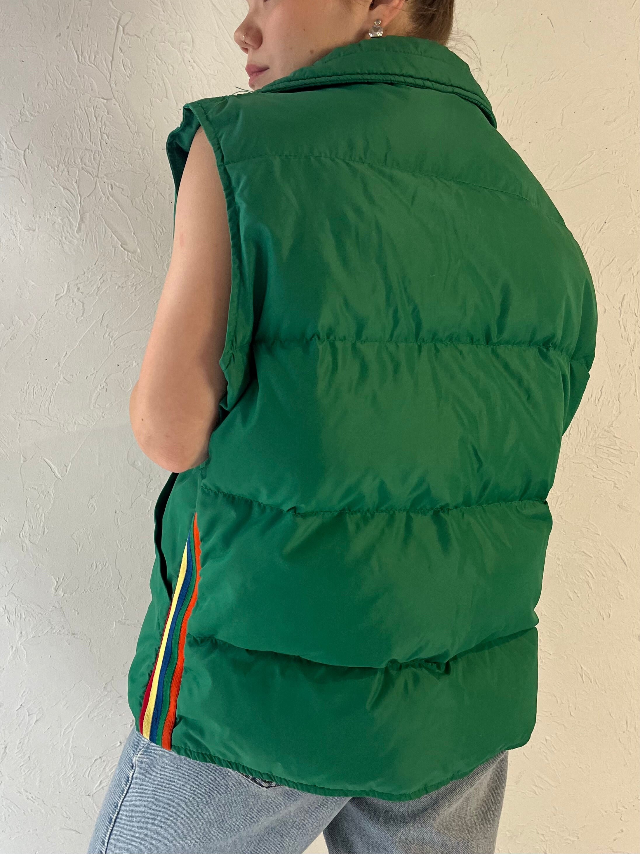 トップス TROOPER PUFF VEST NYLON TAFFETA STRETCH 80s 'topher' Green Quilted Nylon Down Puffer Vest / Large - Etsy