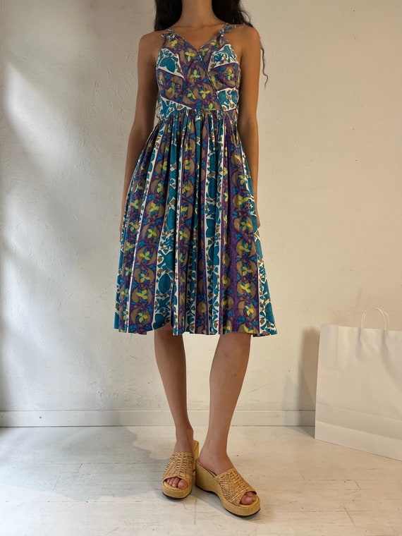 Vintage Handmade Blue Floral Midi Dress / Small - Etsy