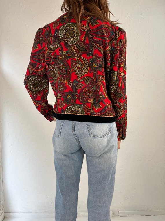 90s 'Toni Todd' Paisley Print Rayon Jacket / Small - image 3