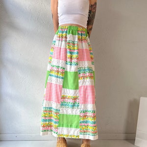 90s 'Talbots' Patchwork Maxi Skirt / Small