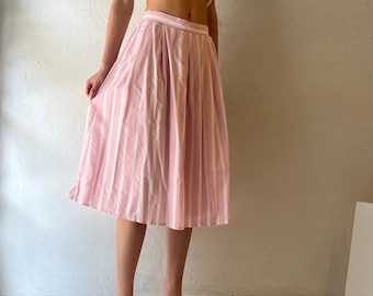 Falda midi de rayas rosas «Miss Cassidy» de los años 90 / Talla pequeña