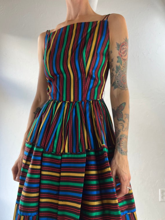 50s 60s 'Maggi Stover' Rainbow Striped Sleeveless… - image 3