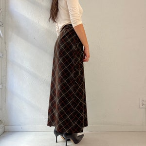 90s 'Annex' Brown Plaid Maxi Skirt / Medium