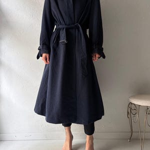 Vintage 'Pendleton' Navy Blue Wool Trench Coat / Medium