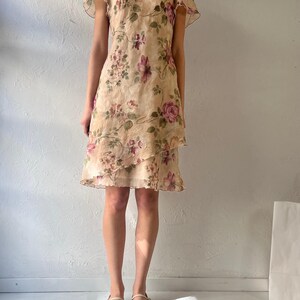 90s ‘SL Fashions’ Crinkle Polyester Mini Dress / Small