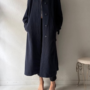 Vintage 'Pendleton' Navy Blue Wool Trench Coat / Medium