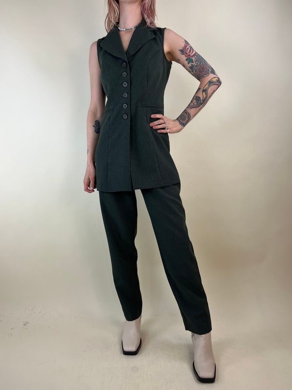 90s DBY Green Pinstripe Suit Set 