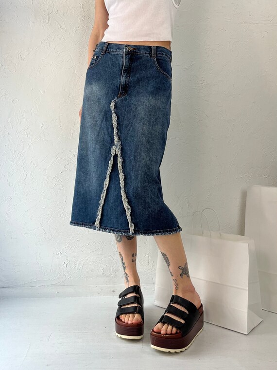 90s 'buick' Denim Midi Skirt / Medium - Etsy